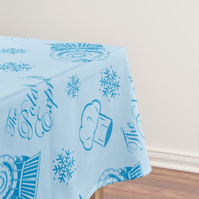 The Polar Express | Blue Holiday Icon Pattern Tablecloth (In Situ)