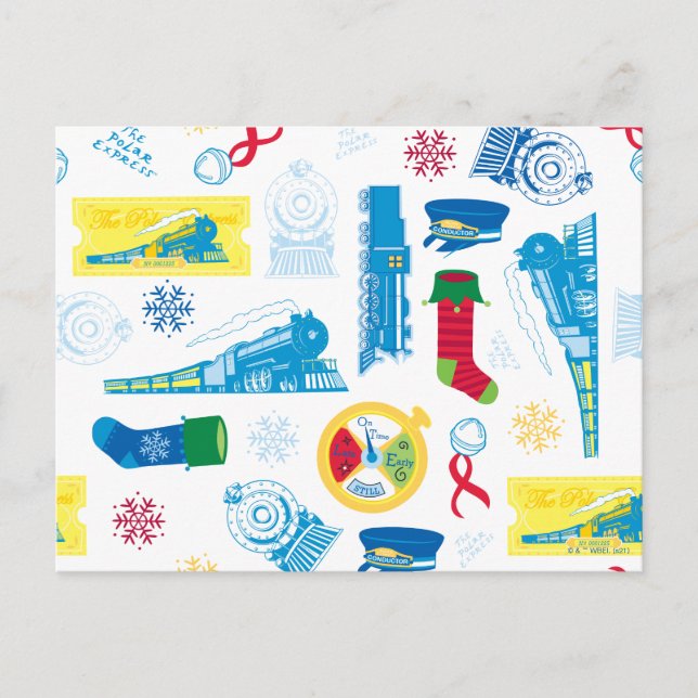 The Polar Express | Christmas Icon Pattern Holiday Postcard (Front)