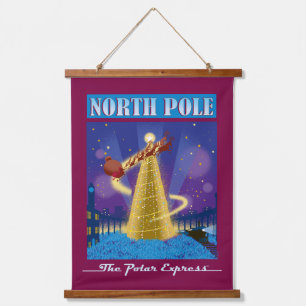 The Polar Express   North Pole Vintage Travel Art Hanging Tapestry