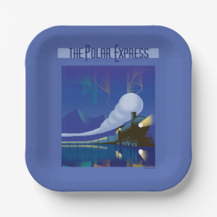 The Polar Express   Northern Lights Vintage Travel Paper Plate