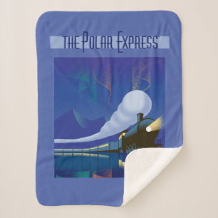The Polar Express   Northern Lights Vintage Travel Sherpa Blanket