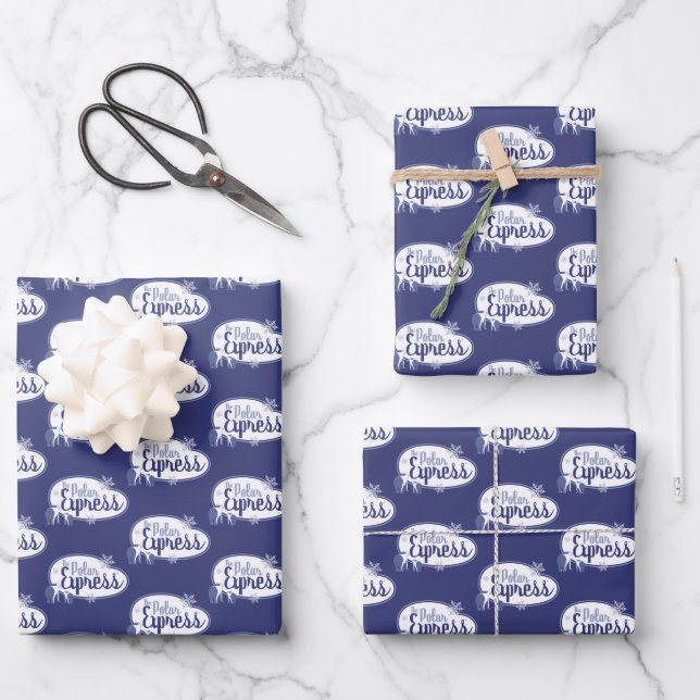 The Polar Express | Polar Bears Retro Graphic Wrapping Paper Sheet (Front)