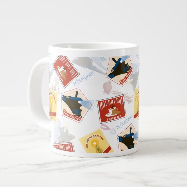 The Polar Express | Retro Sticker Pattern Large Coffee Mug (Front Left)