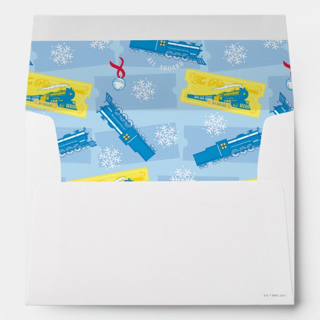 The Polar Express | Retro Train & Ticket Pattern Envelope (Back (Bottom))