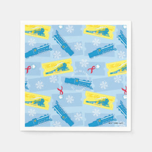 The Polar Express   Retro Train & Ticket Pattern Napkin