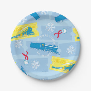 The Polar Express   Retro Train & Ticket Pattern Paper Plate