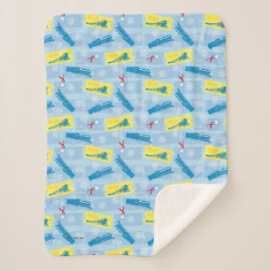 The Polar Express   Retro Train & Ticket Pattern Sherpa Blanket