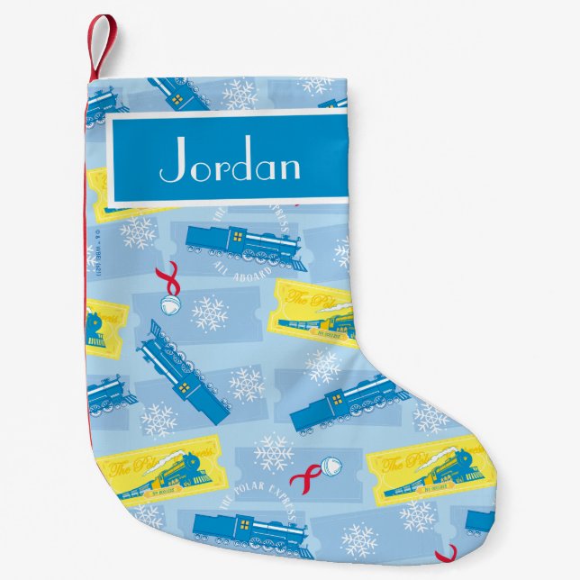 The Polar Express | Retro Train & Ticket Pattern Small Christmas Stocking (Front)