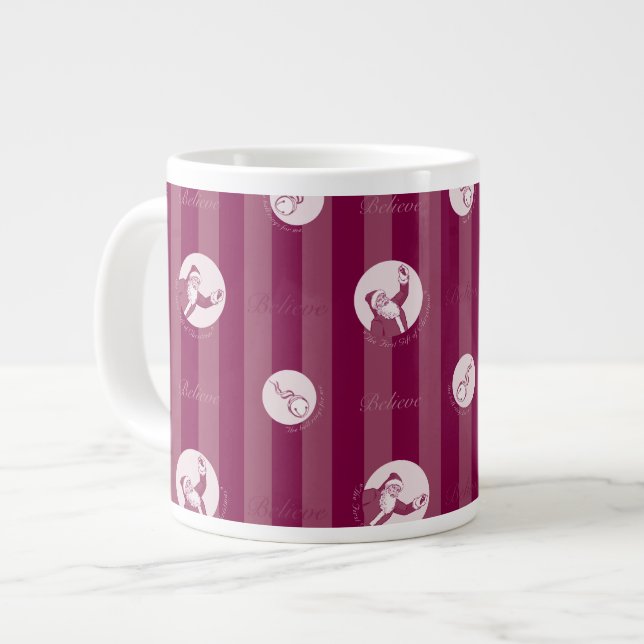 The Polar Express | Striped Santa Claus Pattern Large Coffee Mug (Front Left)
