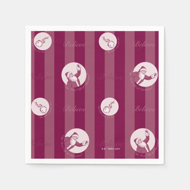 The Polar Express | Striped Santa Claus Pattern Napkin (Front)