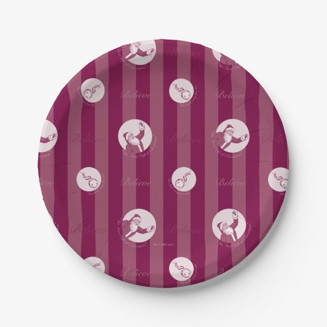 The Polar Express | Striped Santa Claus Pattern Paper Plate (Front)