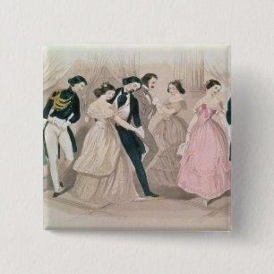 The Polka Fashions, from Godey's Lady's Book 15 Cm Square Badge
