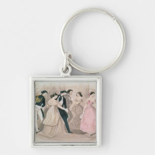 The Polka Fashions, from Godey's Lady's Book Key Ring