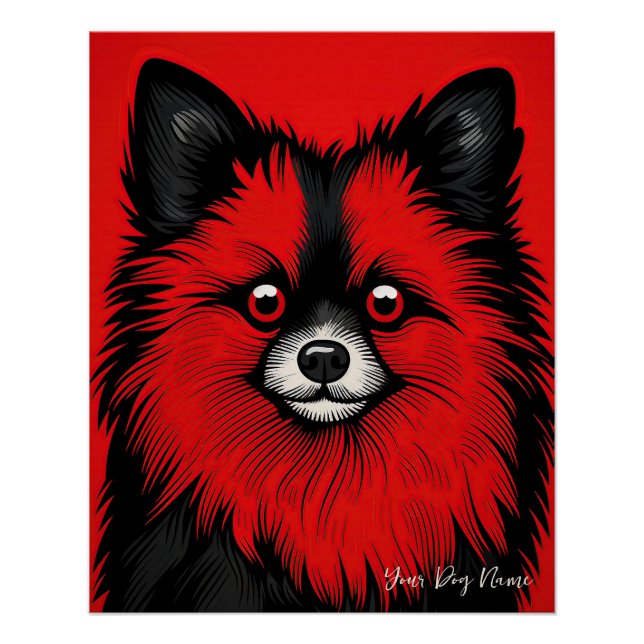 The Pomeranian Dog, Red and Black 004 - Ulises Dal Poster (Front)