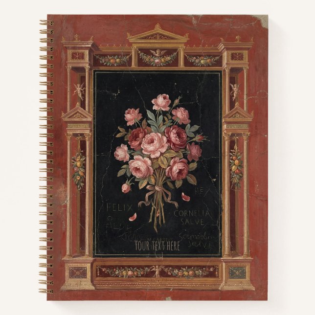 The Pompeian Rose: Ancient Roman Fresco Floral Notebook (Front)