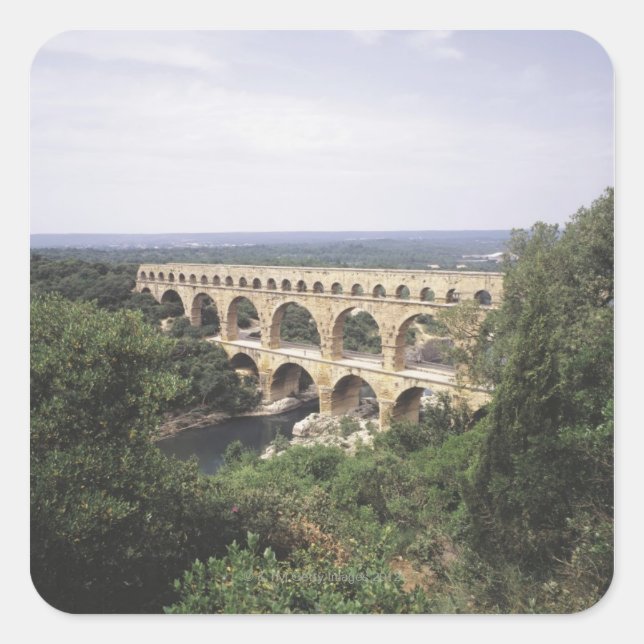 The Pont du Gard Square Sticker (Front)