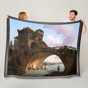 The Ponte Salario by Hubert Robert Fleece Blanket