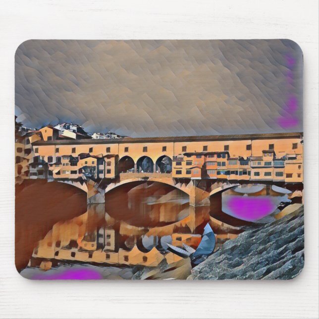 The Ponte Vecchio Card Poster Acrylic Print Mouse Pad (Front)
