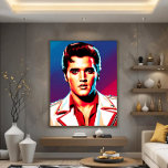 The Pop Art King of Rock Poster<br><div class="desc">Elvis reimagined! A vibrant pop art tribute to the King of Rock. Saturated colours and dramatic style capture the essence of his legend. Perfect for fans and art lovers!</div>