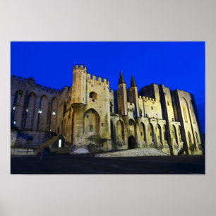 The Pope's Palace in Avignon at sunset. Built 2 Poster