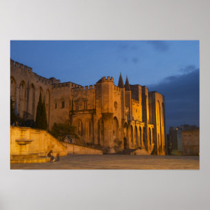 The Pope's Palace in Avignon at sunset. Built Poster