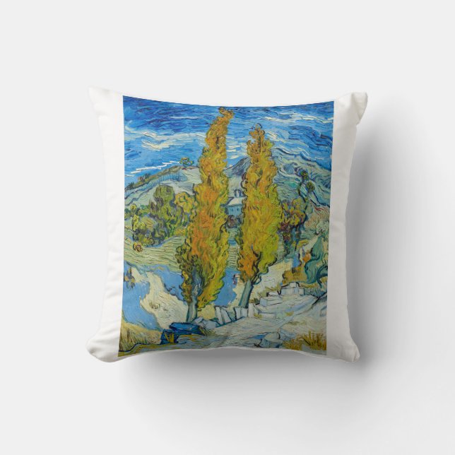 The Poplars at Saint Remy 1889 by Vincent van Gogh Cushion (Front)