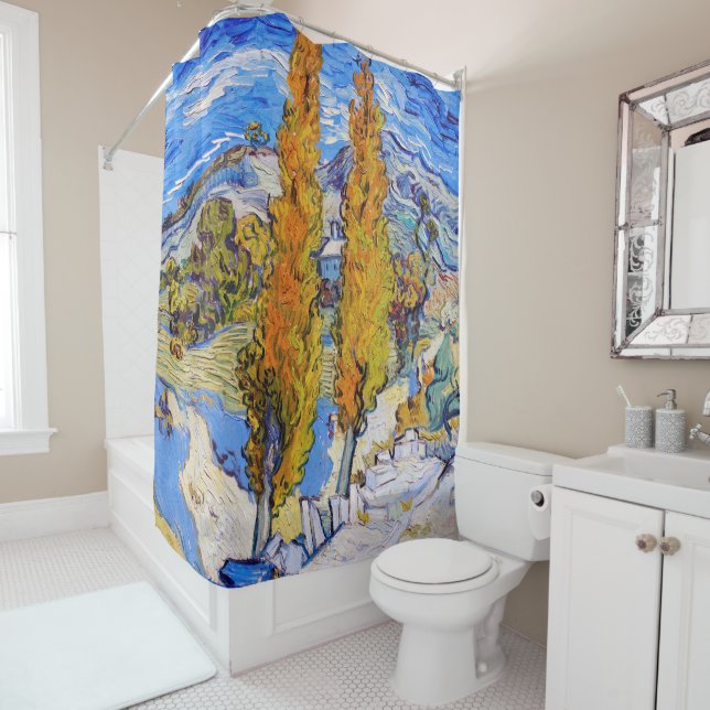 The Poplars at Saint-Rémy, Van Gogh Shower Curtain (In Situ)