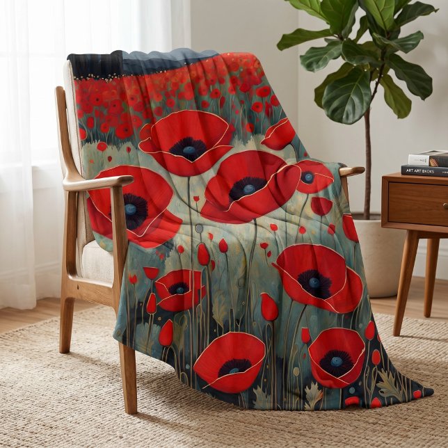 The Poppies Fleece Blanket (The Poppies Fleece Blanket from Ricaso. Stunning red poppy flower art throw. available in 3 sizes)