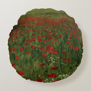 The Poppy Field, 1896 Round Cushion