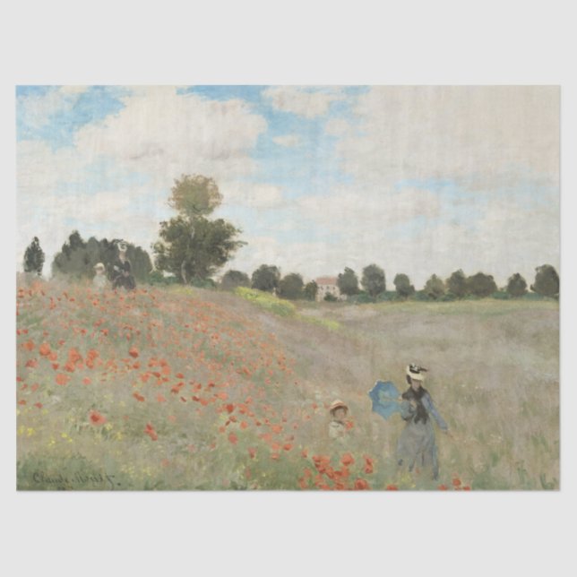 The Poppy Field near Argenteuil by Claude Monet Tissue Paper (Front)