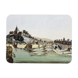 The port and town of Malacca, Malaysia, illustrati Magnet