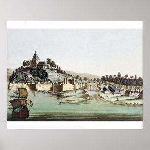 The port and town of Malacca, Malaysia, illustrati Poster