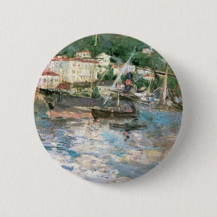 The Port, Nice by Berthe Morisot, Vintage Fine Art 6 Cm Round Badge