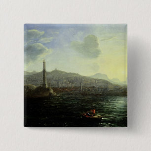The Port of Genoa, Sea View 15 Cm Square Badge