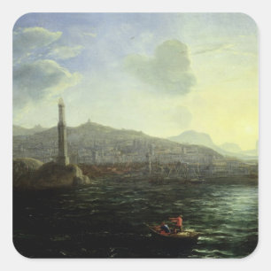 The Port of Genoa, Sea View Square Sticker