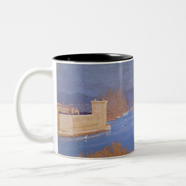 The Port of Marseille, 1901 Two-Tone Coffee Mug (Left)