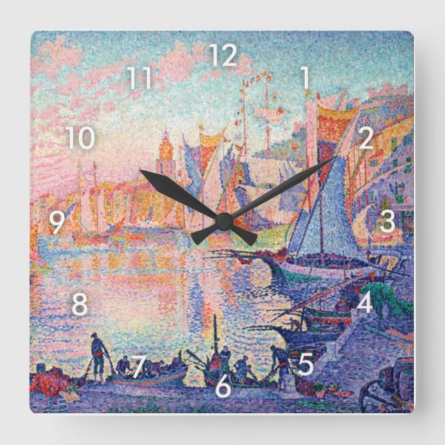 The Port of Saint-Tropez, Signac Square Wall Clock (Front)