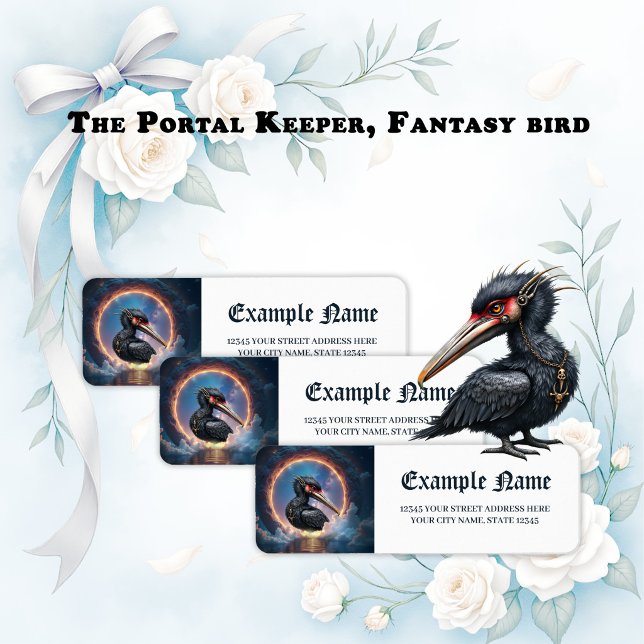 The Portal Keeper – Fantasy bird Return Address Label (Creator Uploaded)
