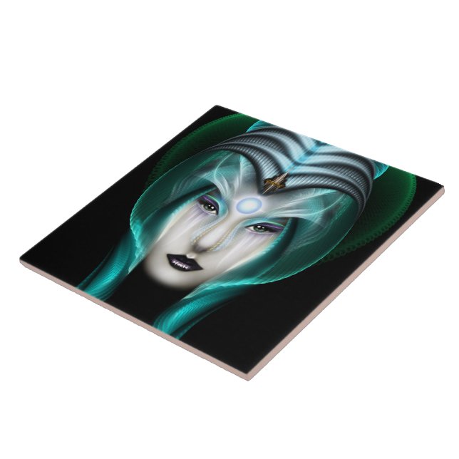 The Portrait Of Cyiria ISO Black Ceramic Tile (Side)