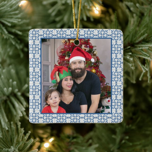 The Portuguese Family photo with tiles frame Ceramic Ornament (Tree)