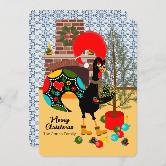 The Portuguese Rooster and the lights of Christmas Card (Front/Back)