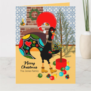 The Portuguese Rooster and the lights of Christmas Card