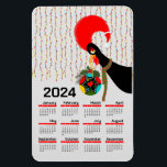The Portuguese Rooster Christmas 2024 Calendar Magnet<br><div class="desc">Pine tree needles and holly and scarlet fruits adorne a bauble that captures the very essence of the festive holiday. A Portuguese Christmas bauble stands as a perfect circle—an emblem of unity and harmony that symbolises togetherness. The round bauble has flowers, foliage, and semi-circles, in a palette of vibrant colours...</div>