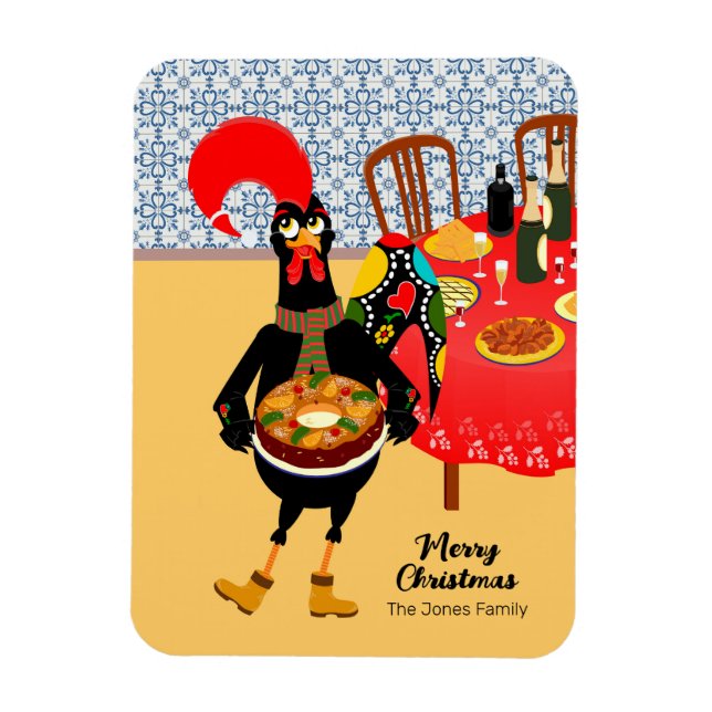 The Portuguese Rooster loves King Cake card Magnet (Vertical)