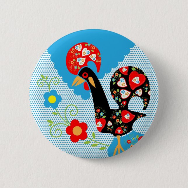 The Portuguese Rooster of Barcelos  6 Cm Round Badge (Front)