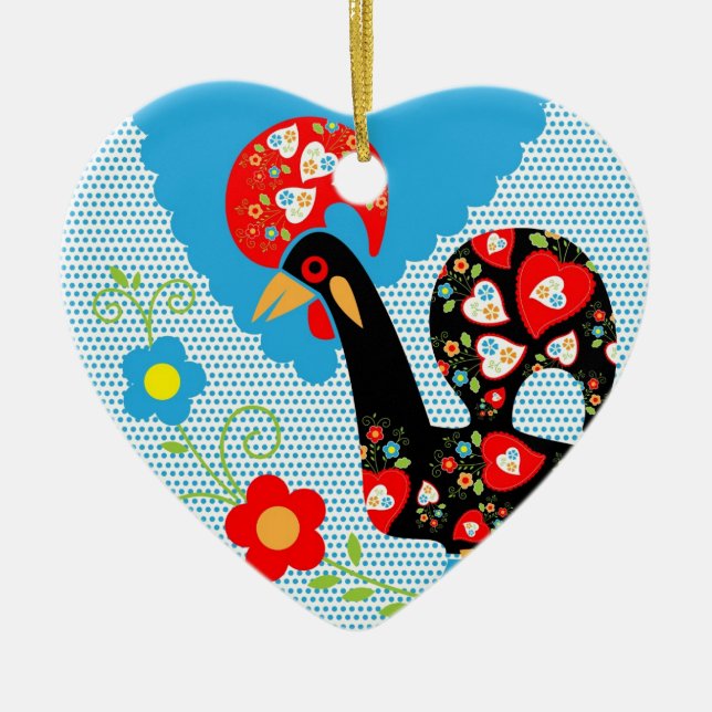 The Portuguese Rooster of Barcelos Ceramic Ornament (Front)