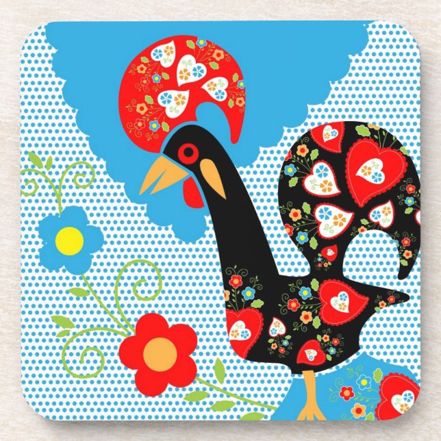The Portuguese Rooster of Barcelos Coaster (Front)