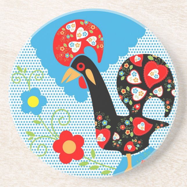 The Portuguese Rooster of Barcelos Coaster (Front)