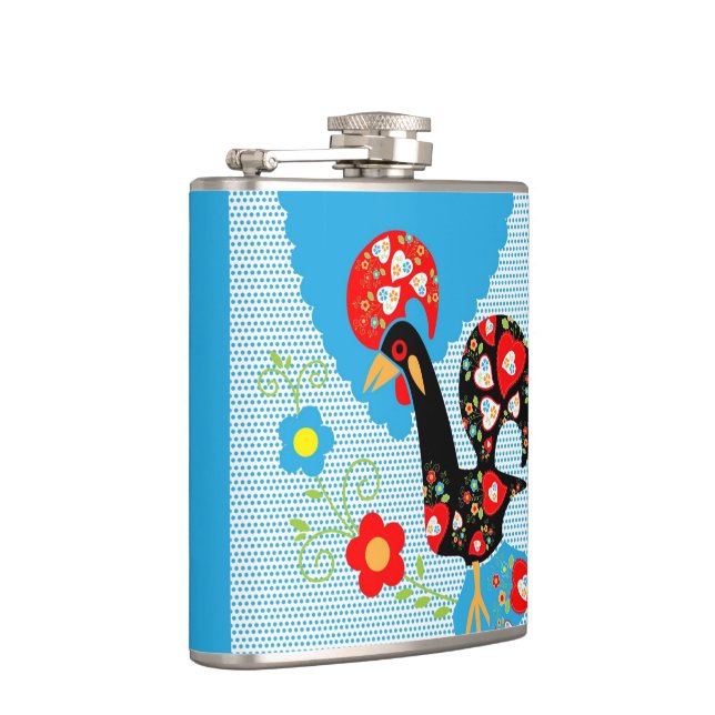 The Portuguese Rooster of Barcelos  Hip Flask (Right)