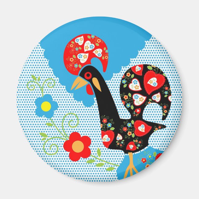 The Portuguese Rooster of Barcelos Magnet (Front)